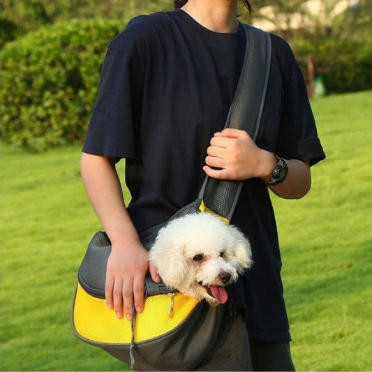 1pc Outdoor Travel Mesh Oxford Pet Puppy Carrier Handbag Pouch Single Shoulder Bag Sling Mesh Comfort Travel Tote Shoulder Bags - FURRY WHOOF
