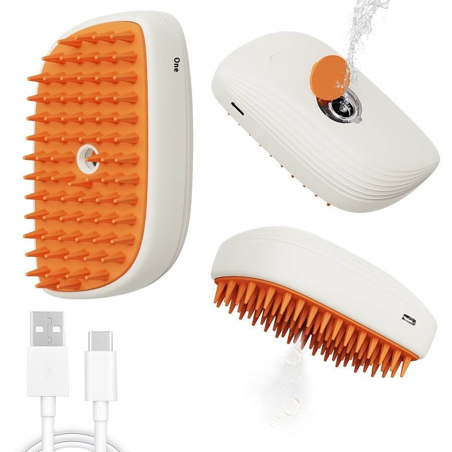 USB Rechargeable Pets Steam Brush Spray Massage Comb Pet Grooming Tools Cat Steam Comb Pet Products - FURRY WHOOF