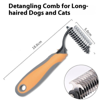 Pets Fur Knot Cutter Dog Grooming Shedding Tools Pet Cat Hair Removal Double - sided Comb Brush - FURRY WHOOF