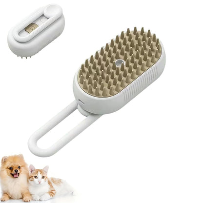 Cat Steam Brush For Shedding 3 In 1 Cat Steamy Brush Cleanser With Foldable Handle Pet Spa Brush For Cats Dogs Defur Comb For Cats Steam Brush For Cats Pet Spray Hair Removal Comb - FURRY WHOOF