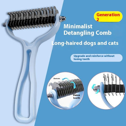 Pets Fur Knot Cutter Dog Grooming Shedding Tools Pet Cat Hair Removal Double - sided Comb Brush - FURRY WHOOF