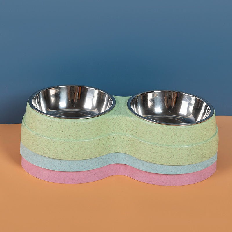 Double Pet Bowls Dog Food Water Feeder Stainless Steel Pet Drinking Dish Feeder Cat Puppy Feeding Supplies Small Dog Accessories - FURRY WHOOF