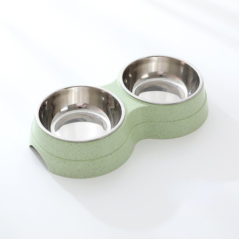 Double Pet Bowls Dog Food Water Feeder Stainless Steel Pet Drinking Dish Feeder Cat Puppy Feeding Supplies Small Dog Accessories - FURRY WHOOF