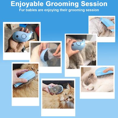 Cat Steam Brush For Shedding - Steamy Cat Brush For Indoor Cats, Cat Hair Steam Brush For Massage, Spritz Defur Comb For Cats, Pet Steamer For Dogs - FURRY WHOOF