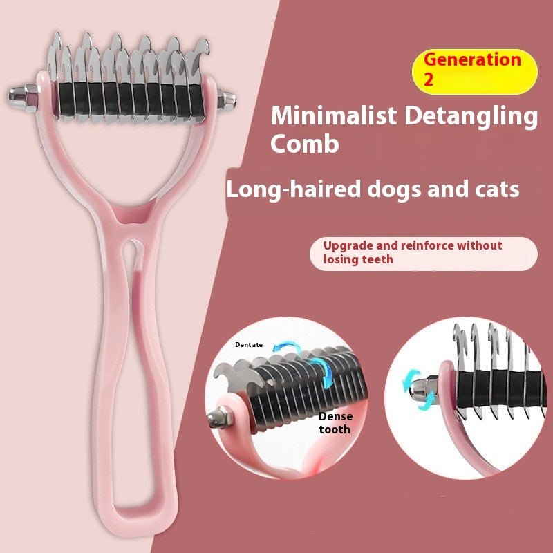 Pets Fur Knot Cutter Dog Grooming Shedding Tools Pet Cat Hair Removal Double - sided Comb Brush - FURRY WHOOF