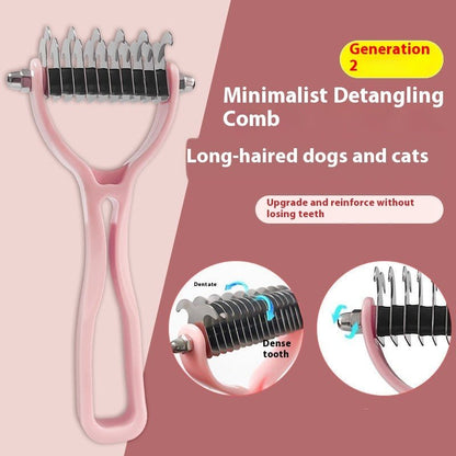 Pets Fur Knot Cutter Dog Grooming Shedding Tools Pet Cat Hair Removal Double - sided Comb Brush - FURRY WHOOF