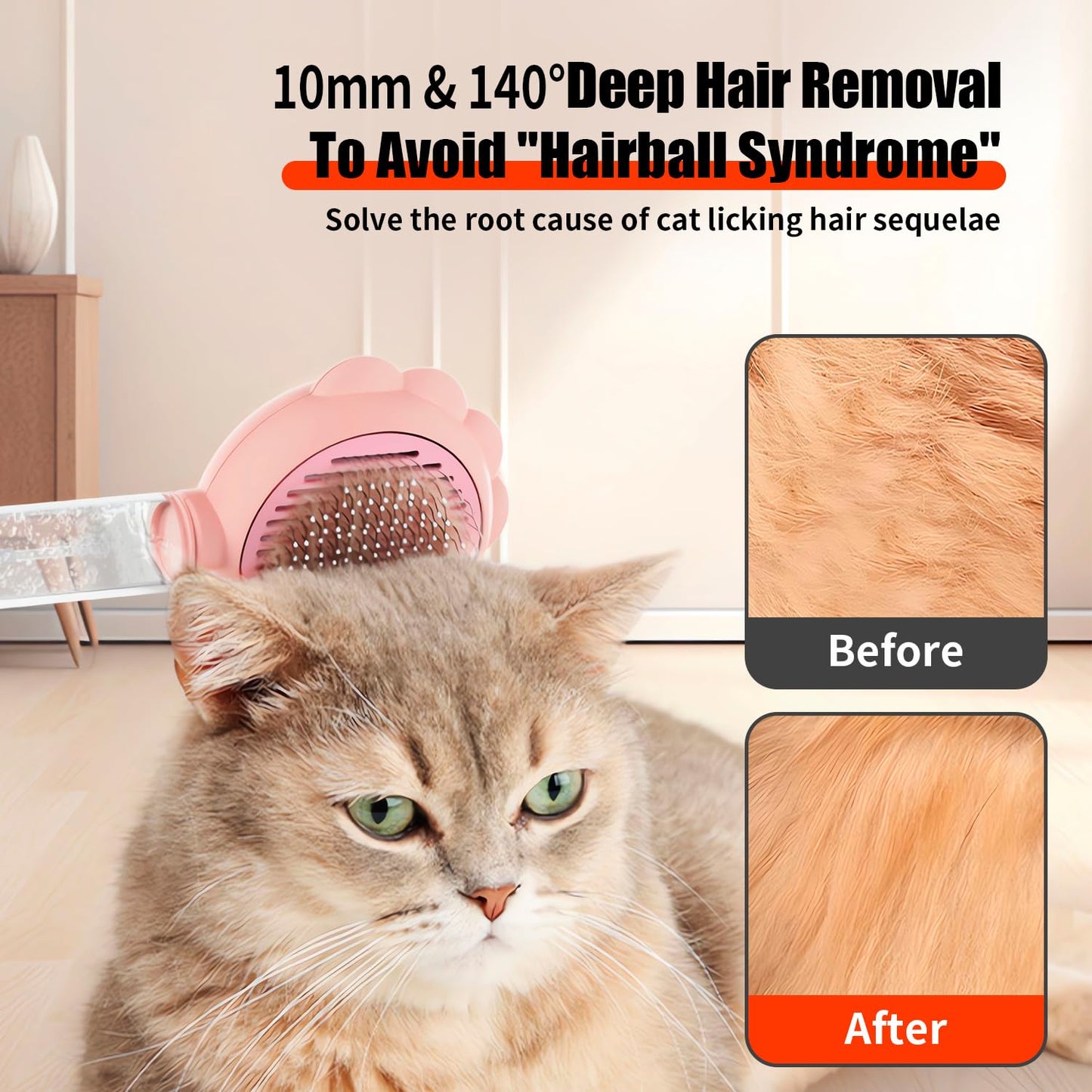 Spray Cat Brushes For Indoor Cats With Release Button Cat Brush For Shedding Massage Grooming Self Cleaning Slicker Brush For Dogs Cats Pet Brush Comb For Long Short Hair Cats Remove Loose Fur - FURRY WHOOF
