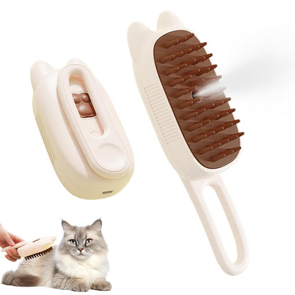 Innovative 3 In 1 Pet Steam Brush Shedding Massage And Grooming In One Perfect For Dogs And Cats Short And Long Hair Static Flying Hair Remover And Water Sprayer - FURRY WHOOF