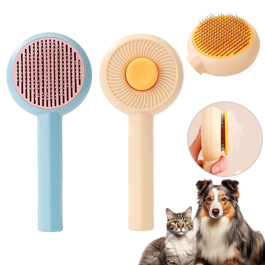 Cat Grooming Brushes Pet Hair Cleaner Brush Pet Massage Brushes For Cats Dogs With Self - Cleaning Button Pet Shedding Brush For Removing Tangles Loose Fur - FURRY WHOOF