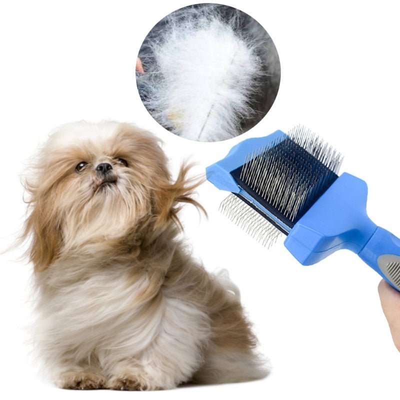 Double Sided Pet Brush Dog Hair Fur Bristle Grooming Shedding Cleaning Massage Comb Styling Tool - FURRY WHOOF