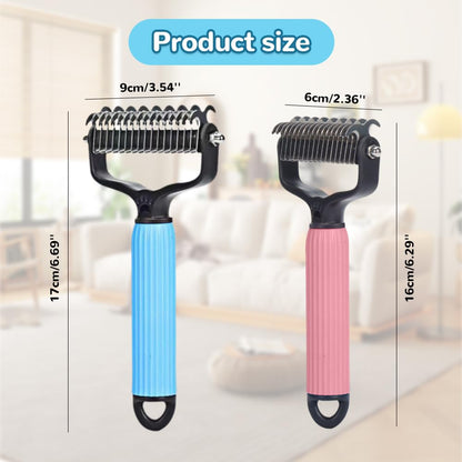 Upgraded Pet Safe Dematting Comb For Dogs Cats Deshedding Undercoat Rake With Double - Sided Stainless Steel Teeth Dogs Cats Grooming Brush For Detangling Thinning Shedding - FURRY WHOOF