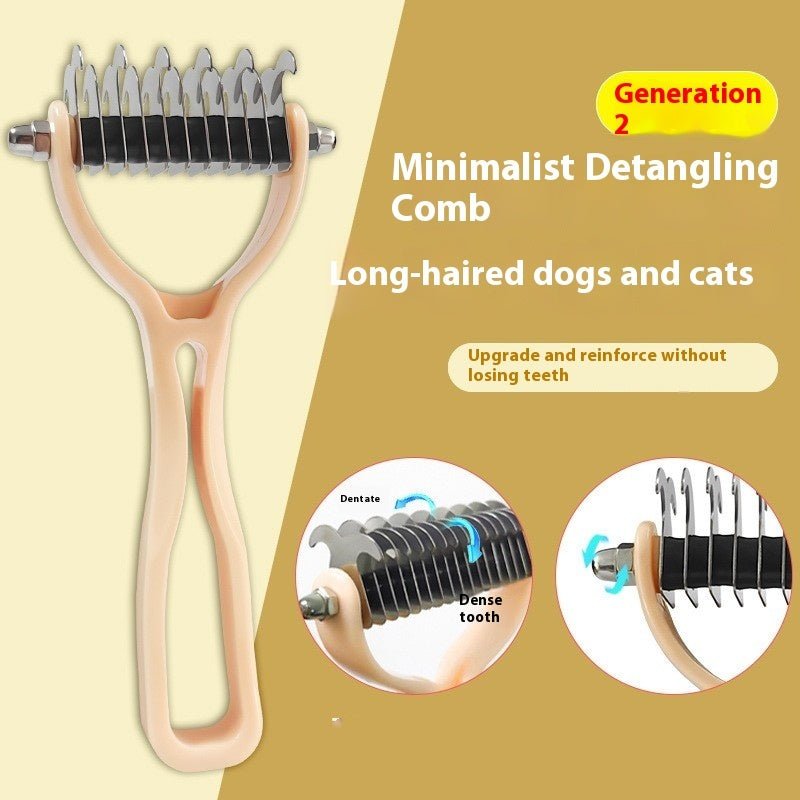 Pets Fur Knot Cutter Dog Grooming Shedding Tools Pet Cat Hair Removal Double - sided Comb Brush - FURRY WHOOF