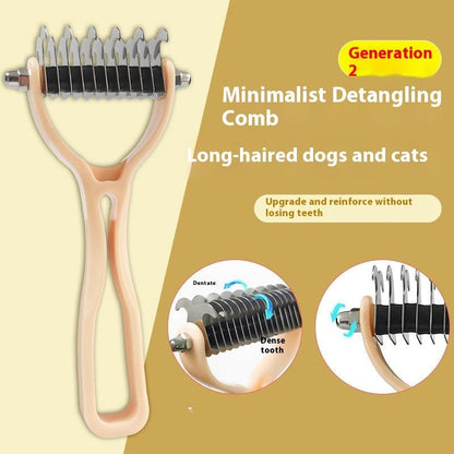 Pets Fur Knot Cutter Dog Grooming Shedding Tools Pet Cat Hair Removal Double - sided Comb Brush - FURRY WHOOF