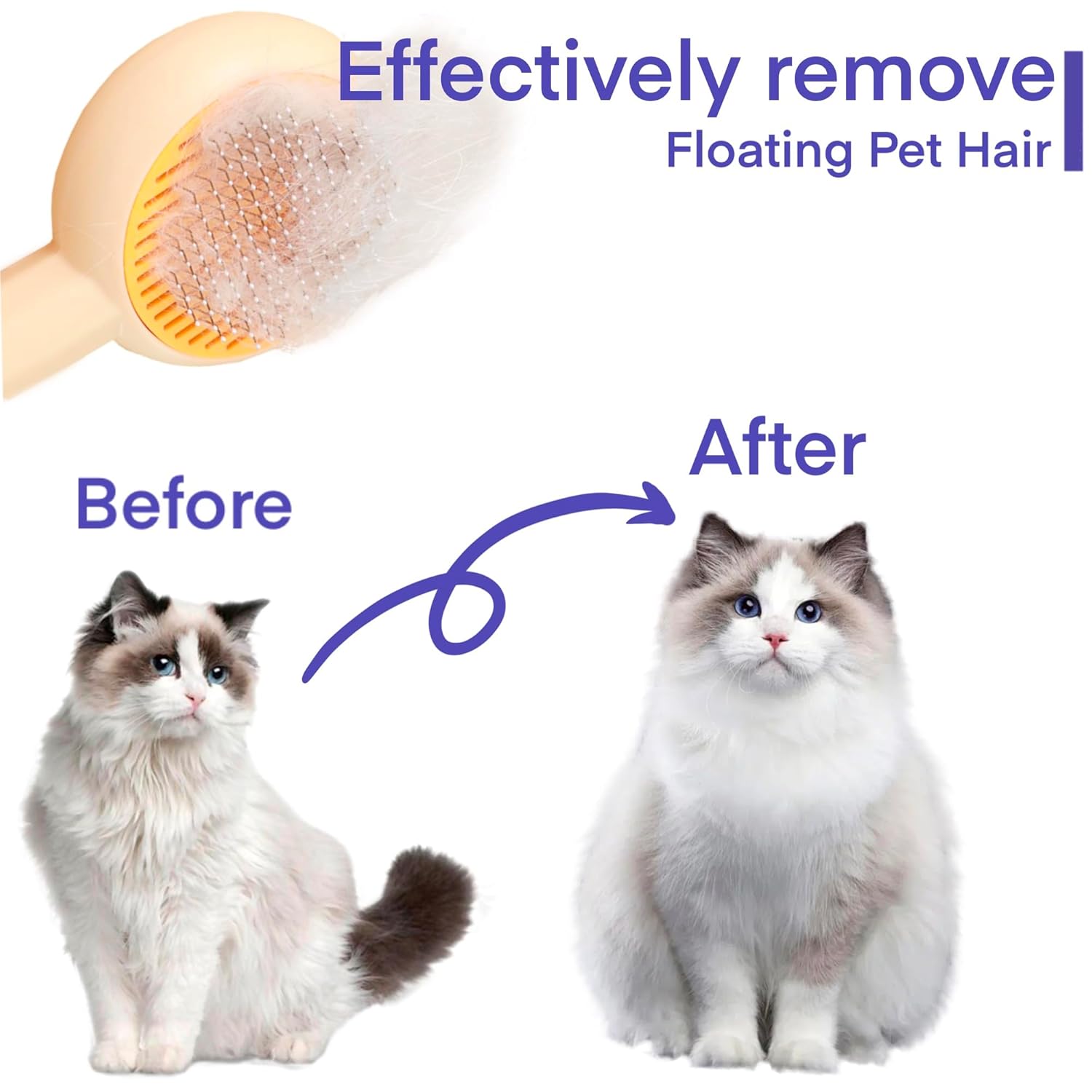 Cat Grooming Brushes Pet Hair Cleaner Brush Pet Massage Brushes For Cats Dogs With Self - Cleaning Button Pet Shedding Brush For Removing Tangles Loose Fur - FURRY WHOOF