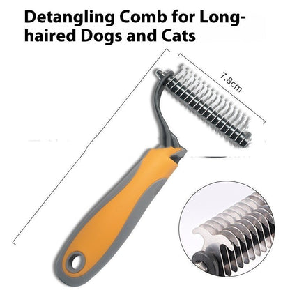 Pets Fur Knot Cutter Dog Grooming Shedding Tools Pet Cat Hair Removal Double - sided Comb Brush - FURRY WHOOF