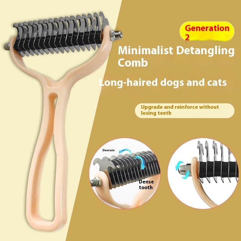 Pets Fur Knot Cutter Dog Grooming Shedding Tools Pet Cat Hair Removal Double - sided Comb Brush - FURRY WHOOF