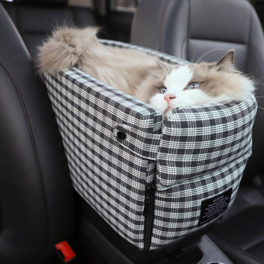Portable Pet Dog Car Seat Central Control Nonslip Dog Carriers Safe Car Armrest Box Booster Kennel Bed For Small Cat Dog Travel - FURRY WHOOF