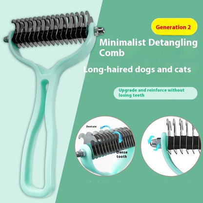 Pets Fur Knot Cutter Dog Grooming Shedding Tools Pet Cat Hair Removal Double - sided Comb Brush - FURRY WHOOF