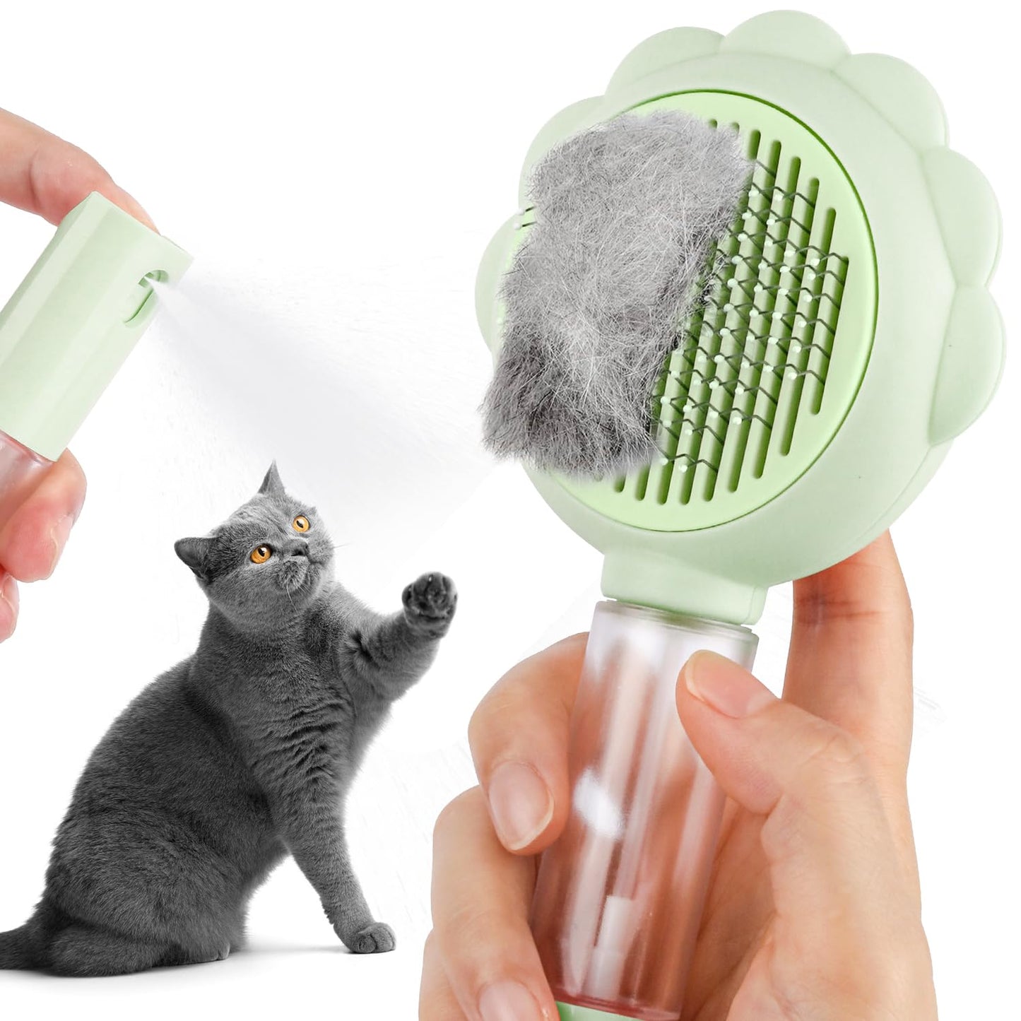 Spray Cat Brushes For Indoor Cats With Release Button Cat Brush For Shedding Massage Grooming Self Cleaning Slicker Brush For Dogs Cats Pet Brush Comb For Long Short Hair Cats Remove Loose Fur - FURRY WHOOF