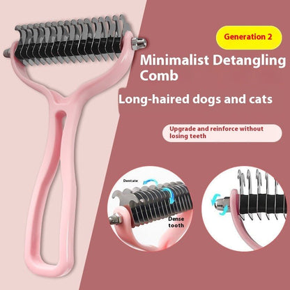 Pets Fur Knot Cutter Dog Grooming Shedding Tools Pet Cat Hair Removal Double - sided Comb Brush - FURRY WHOOF