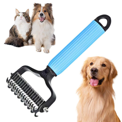 Upgraded Pet Safe Dematting Comb For Dogs Cats Deshedding Undercoat Rake With Double - Sided Stainless Steel Teeth Dogs Cats Grooming Brush For Detangling Thinning Shedding - FURRY WHOOF