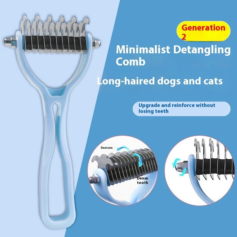 Pets Fur Knot Cutter Dog Grooming Shedding Tools Pet Cat Hair Removal Double - sided Comb Brush - FURRY WHOOF