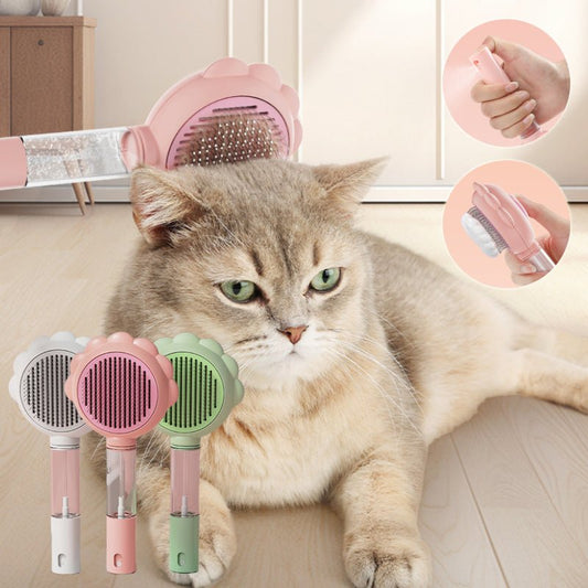 2 In 1 Self Cleaning Dog Brush Comb With Spray Pets Grooming Hair Remover Combs Brush Floating Hair Pet Grooming Brush Pet Products - FURRY WHOOF