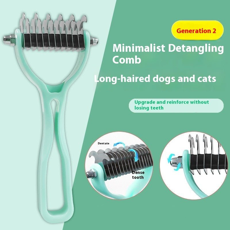 Pets Fur Knot Cutter Dog Grooming Shedding Tools Pet Cat Hair Removal Double - sided Comb Brush - FURRY WHOOF