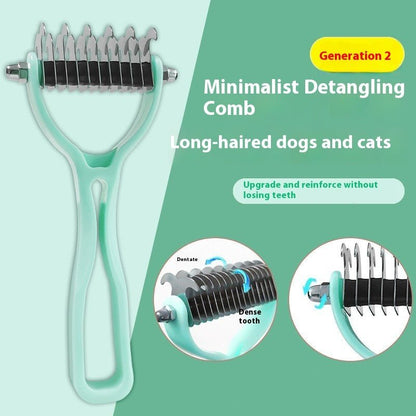 Pets Fur Knot Cutter Dog Grooming Shedding Tools Pet Cat Hair Removal Double - sided Comb Brush - FURRY WHOOF