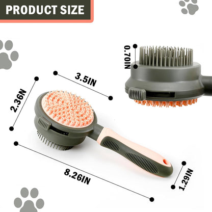 2 In 1 Double Side Cat Brushes For Indoor Cats Shedding Cat Grooming Supplies Cat Comb With Release Button Pet Supplies Flea Comb Slicker Brush For Dogs Hair Removal Massage - FURRY WHOOF