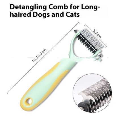 Pets Fur Knot Cutter Dog Grooming Shedding Tools Pet Cat Hair Removal Double - sided Comb Brush - FURRY WHOOF