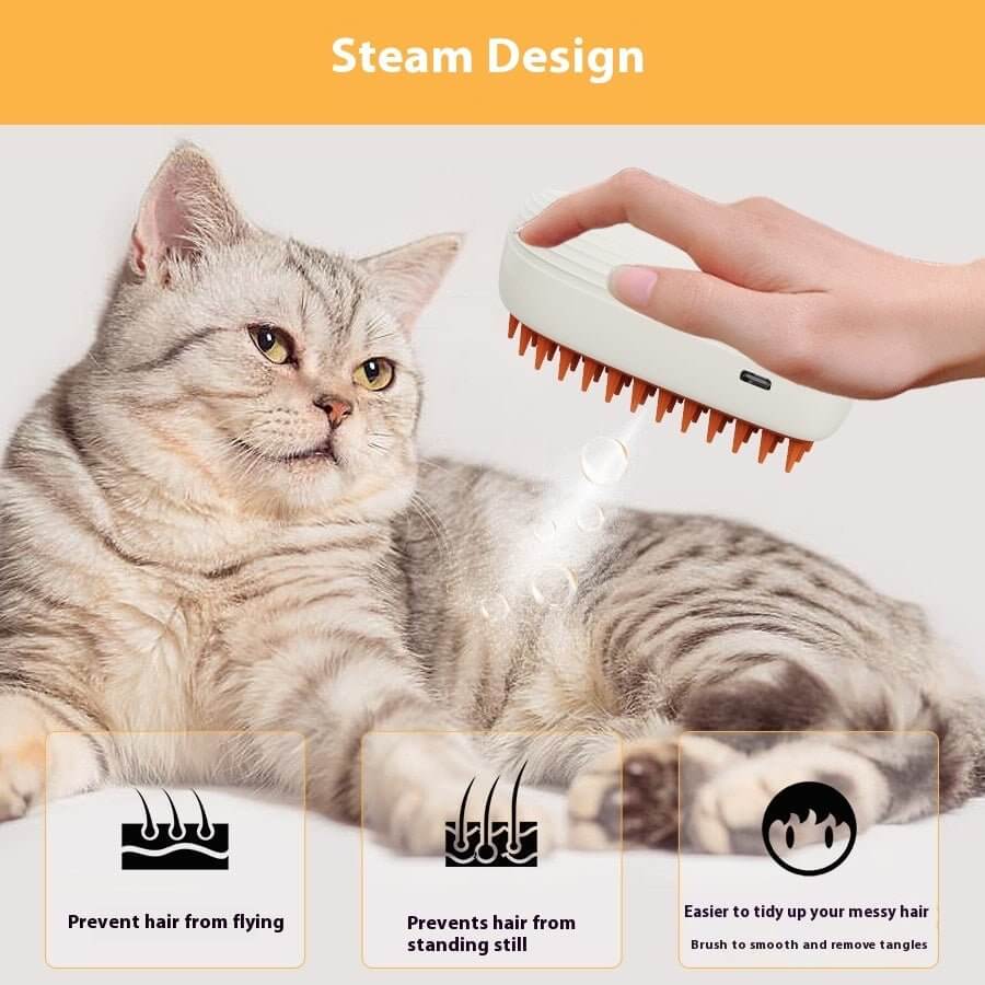USB Rechargeable Pets Steam Brush Spray Massage Comb Pet Grooming Tools Cat Steam Comb Pet Products - FURRY WHOOF