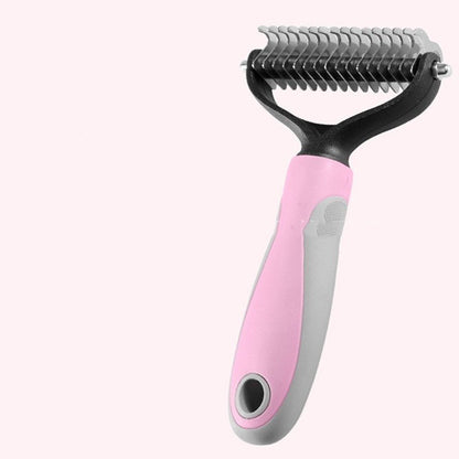 Pets Fur Knot Cutter Dog Grooming Shedding Tools Pet Cat Hair Removal Double - sided Comb Brush - FURRY WHOOF