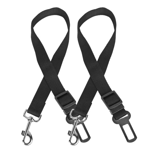 2Pcs Pet Dog Seat Belt Leash Adjustable Pet Dog Cat Safety Leads Harness Car Vehicle Nylon Fabric Seatbelt Strap - FURRY WHOOF