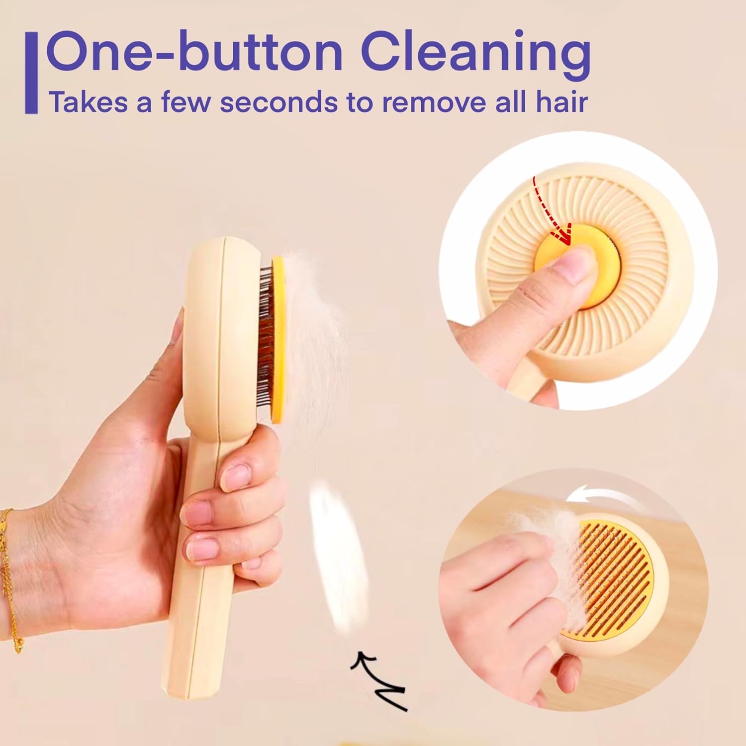 Cat Grooming Brushes Pet Hair Cleaner Brush Pet Massage Brushes For Cats Dogs With Self - Cleaning Button Pet Shedding Brush For Removing Tangles Loose Fur - FURRY WHOOF
