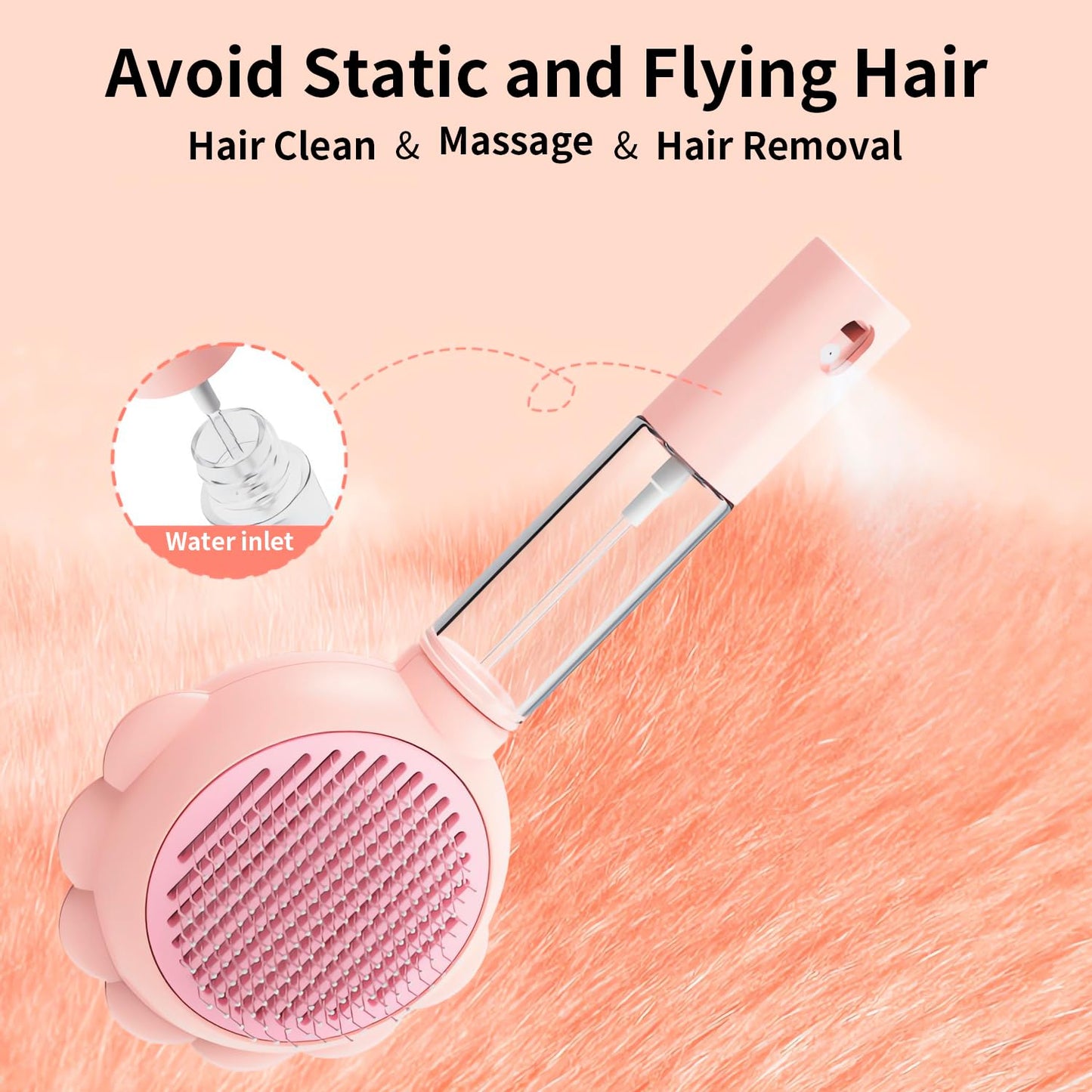 Spray Cat Brushes For Indoor Cats With Release Button Cat Brush For Shedding Massage Grooming Self Cleaning Slicker Brush For Dogs Cats Pet Brush Comb For Long Short Hair Cats Remove Loose Fur - FURRY WHOOF